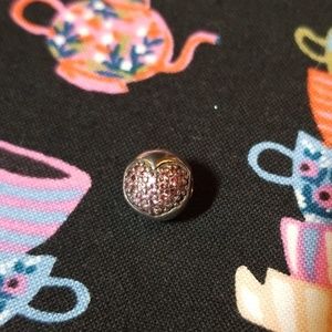 Pandora Pink Pave Heart Clip Charm Silver